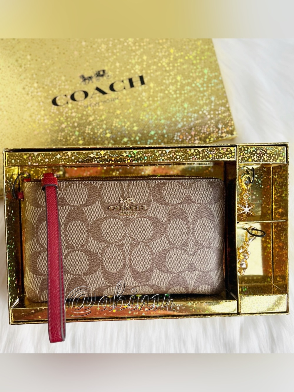 New in Box Coach Signature Wristlet with Charms in A Gift Box